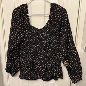 Madewell Black Floral Blouse